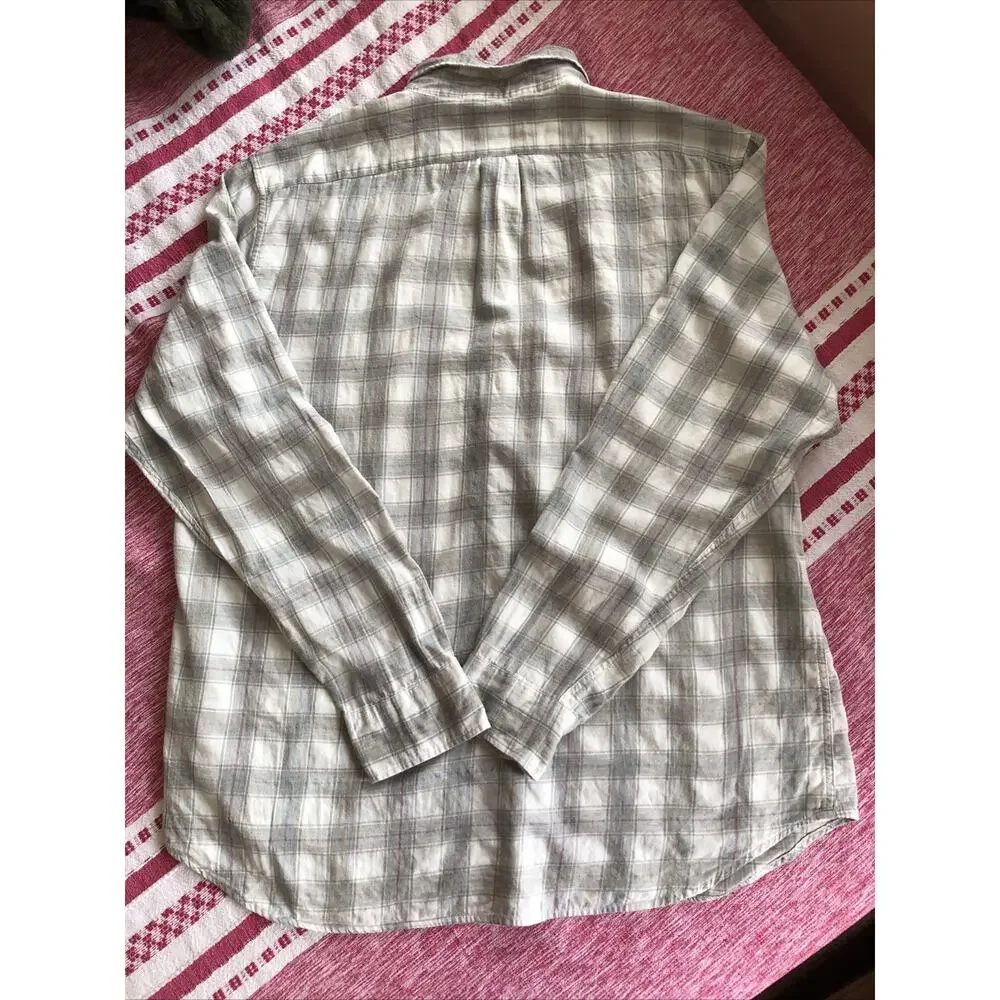 NWOT J. Crew Men’s Brushed Twill Button Down XL White Blue Grey Long Sleeve